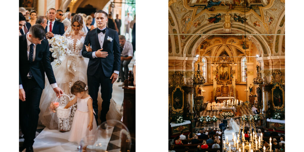 Reporterska fotografia ślubna - WhiteSmoke Studio 59 Album Fine Art: Wejście do kościoła i wnętrze podczas ślubu